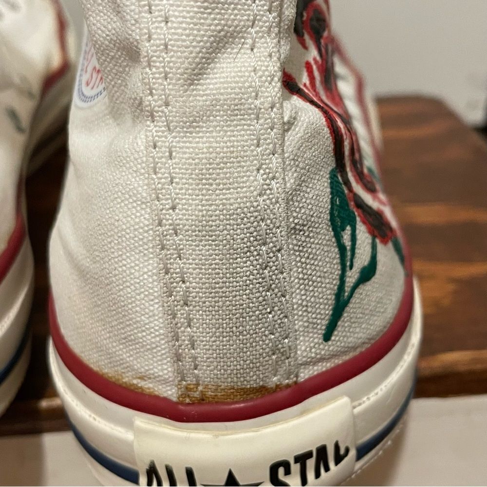 Converse Custom Painted Rose Music Piano Sneakers White Red Green Men 10 Wom 12 - Picture 10 of 14